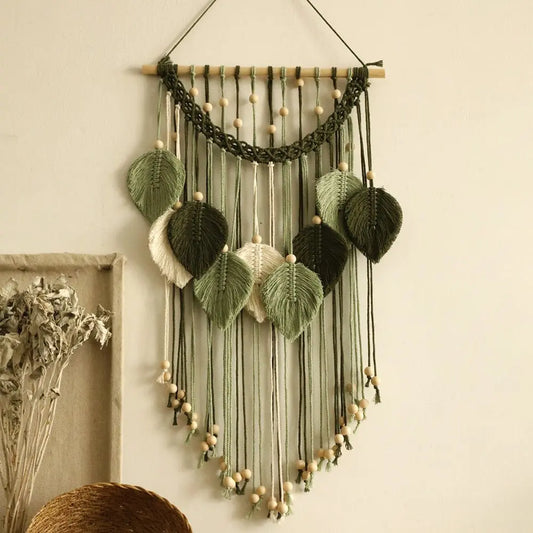 Chic Handcrafted Bohemian Leaf Macrame Wall Art Brooklyn & Birch