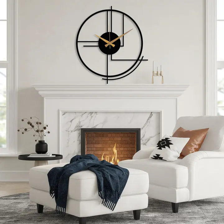 Black Large Minimalist Wall Clock Bross Home