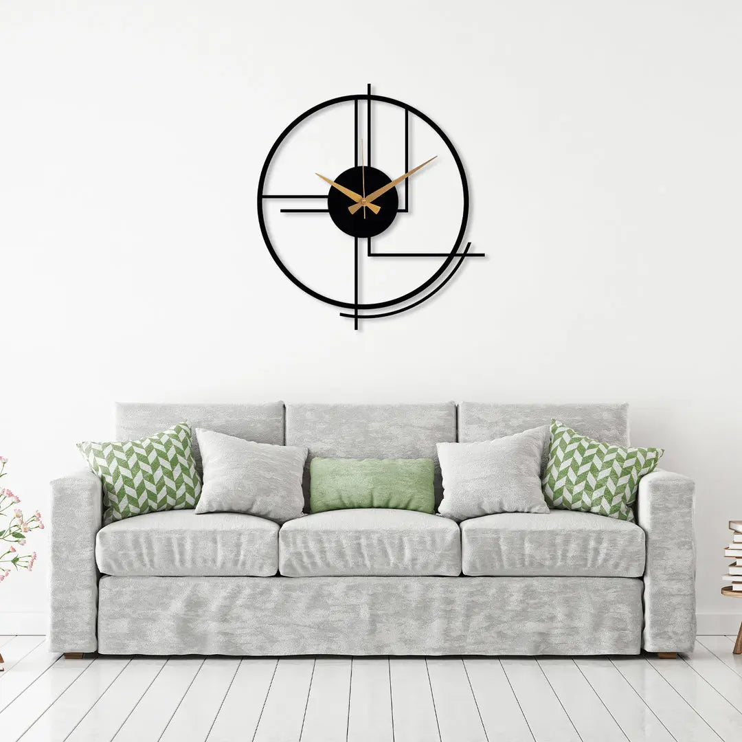 Black Large Minimalist Wall Clock Bross Home