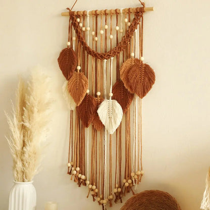 Chic Handcrafted Bohemian Leaf Macrame Wall Art Brooklyn & Birch