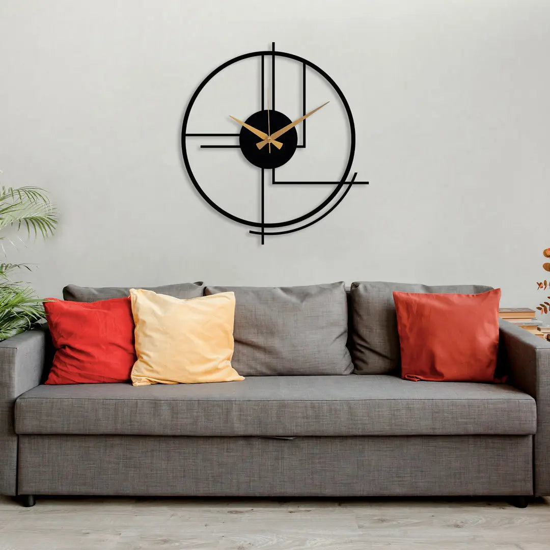 Black Large Minimalist Wall Clock Bross Home